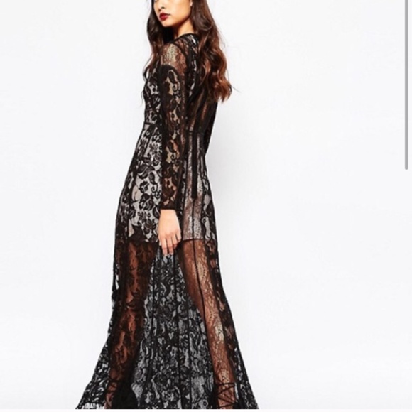 TJD THE JETSET DIARIES RED LACE LS LONG DRESS S